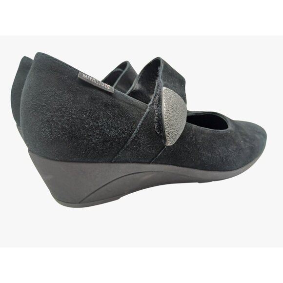 Mephisto Kimona Black Suede Mary Jane Wedge Shoes Womens Size 8.5 Adjustable - Picture 9 of 15